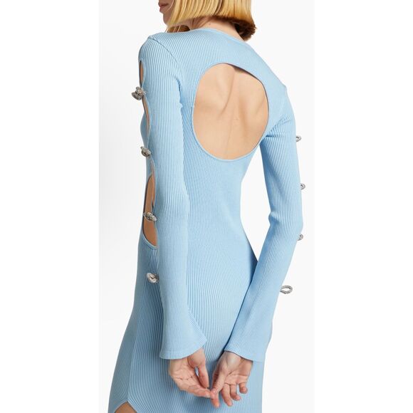 NWT Mach & Mach Crystal Bow Cut-Out Maxi Dress Size L $1690 - Picture 5 of 13